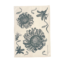 Load image into Gallery viewer, Tea Towel Cotton African Flowers in Navy 16 in x 22 in
